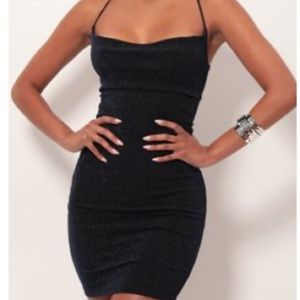 Lucy In The Sky - Lace Back Bodycon Dress In Sparkling Blue Sapphire